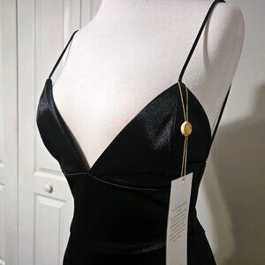 Gemeli Power Black Satin Sachi Lu Gown NWT